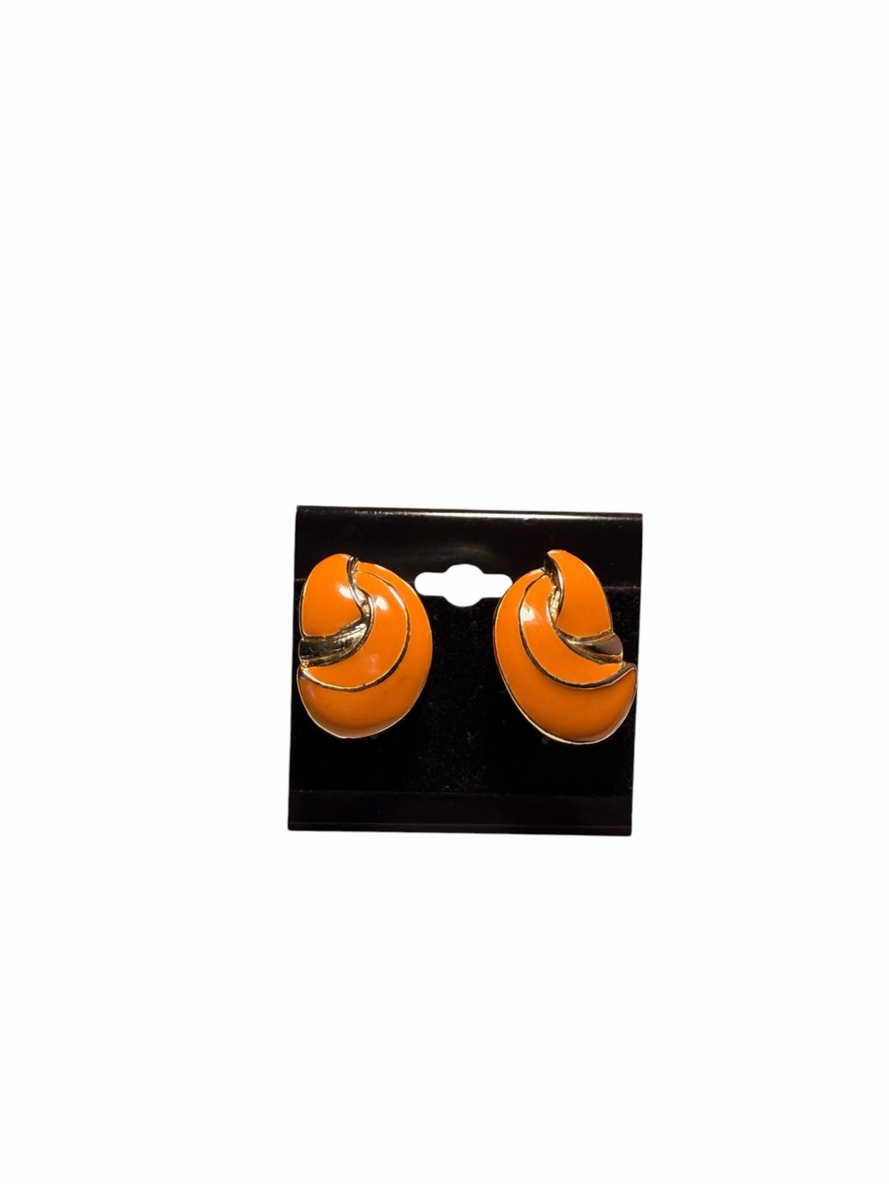 Orange Enamel Clip Earrings